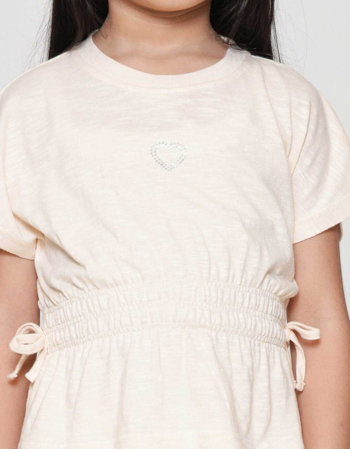 Little M Slub Karet Pinggang Kaos Anak Perempuan