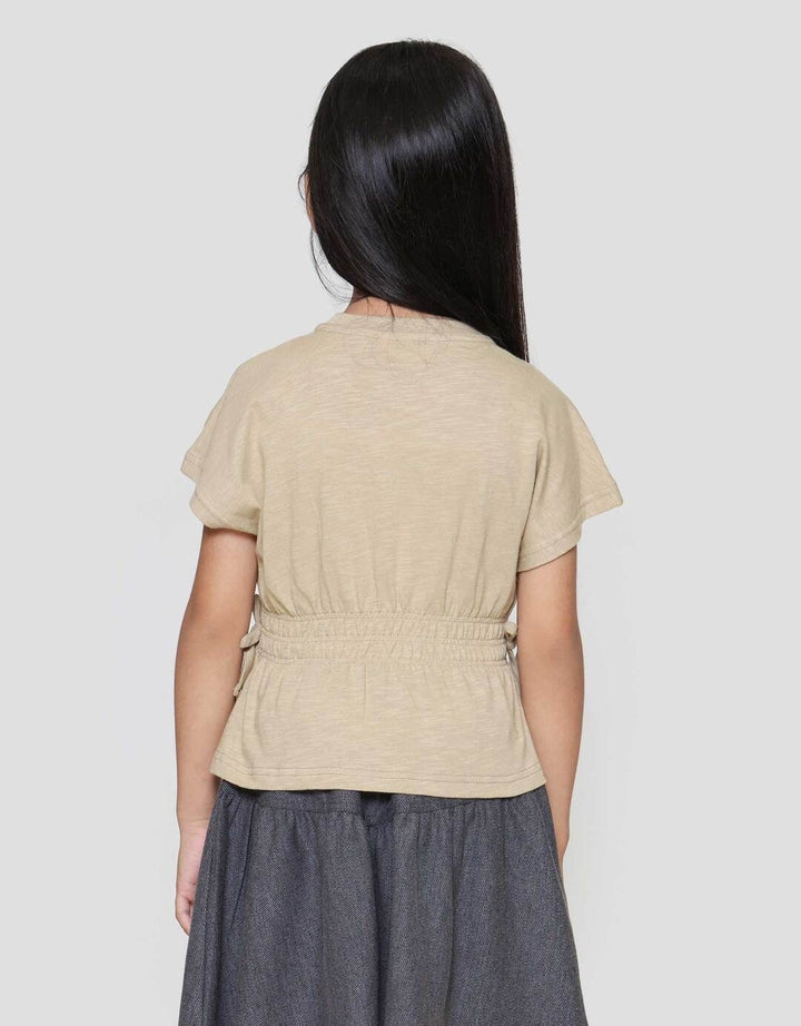 Little M Top Slub Karet Pinggang Kaos Anak Perempuan