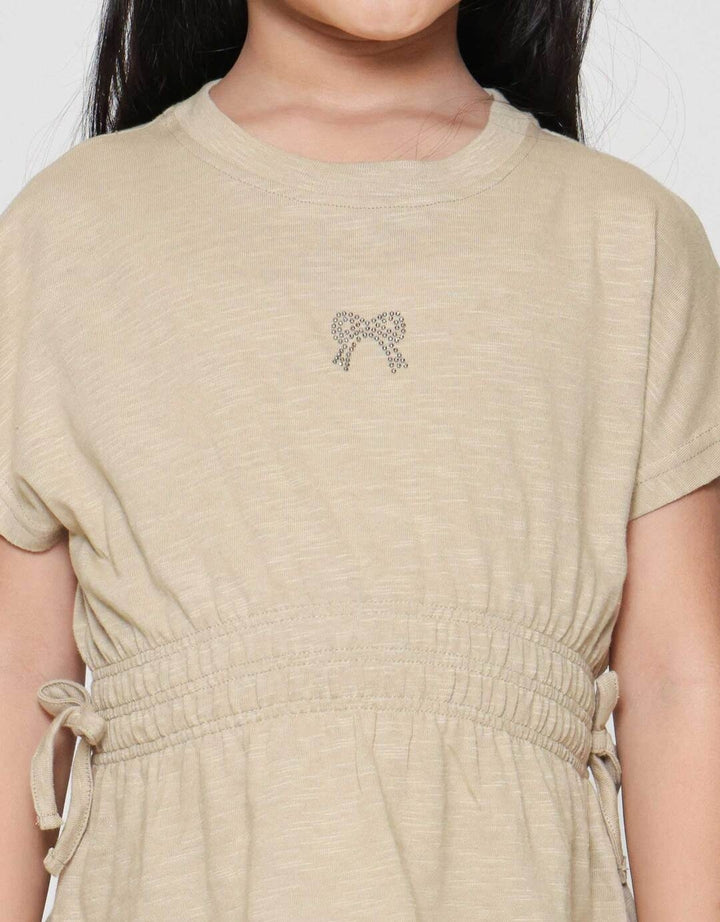 Little M Top Slub Karet Pinggang Kaos Anak Perempuan