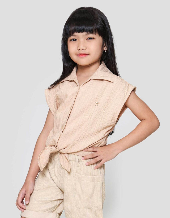 Little M Top Crinkle Kemeja Lengan Pendek Anak Perempuan