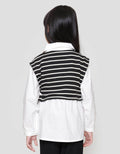 Little M 2In1 Vest Stripe Kemeja Anak Perempuan