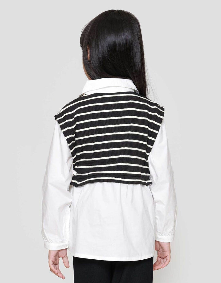 Little M 2In1 Vest Stripe Kemeja Anak Perempuan