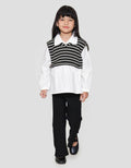 Little M 2In1 Vest Stripe Kemeja Anak Perempuan
