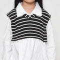 Little M 2In1 Vest Stripe Kemeja Anak Perempuan