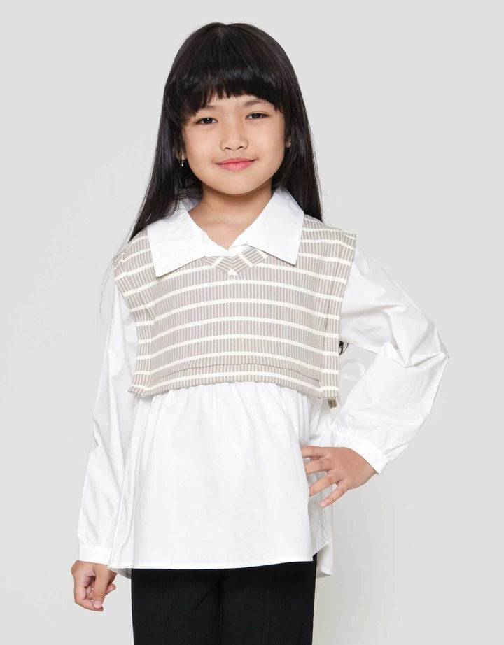 Little M 2In1 Vest Stripe Kemeja Anak Perempuan