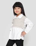 Little M 2In1 Vest Stripe Kemeja Anak Perempuan