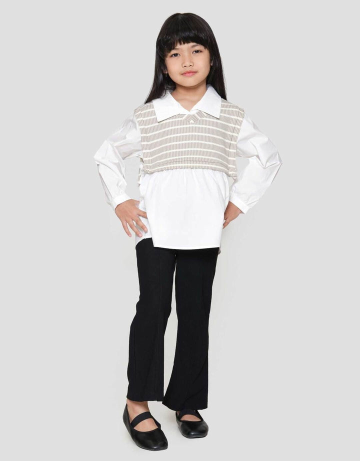 Little M 2In1 Vest Stripe Kemeja Anak Perempuan