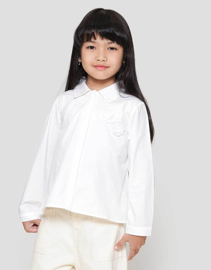 Little M Top Woven Aplikasi Bunga Kemeja Anak Perempuan