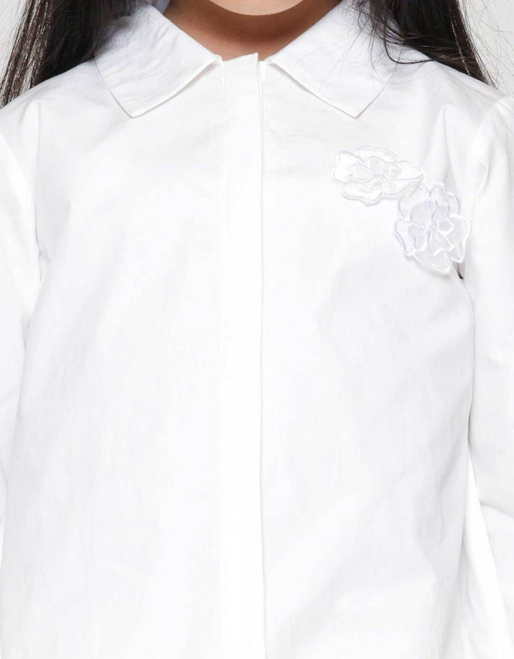 Little M Top Woven Aplikasi Bunga Kemeja Anak Perempuan