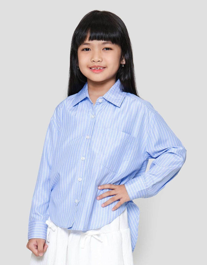 Little M Salur Oversize Kemeja Lengan Panjang Anak Perempuan