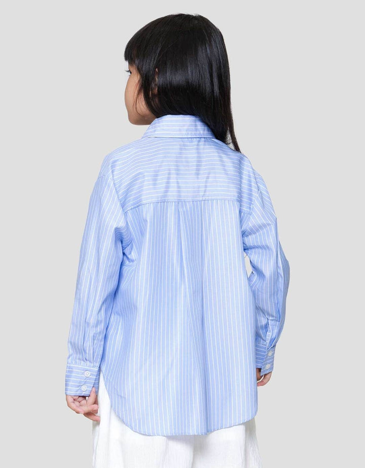 Little M Salur Oversize Kemeja Lengan Panjang Anak Perempuan