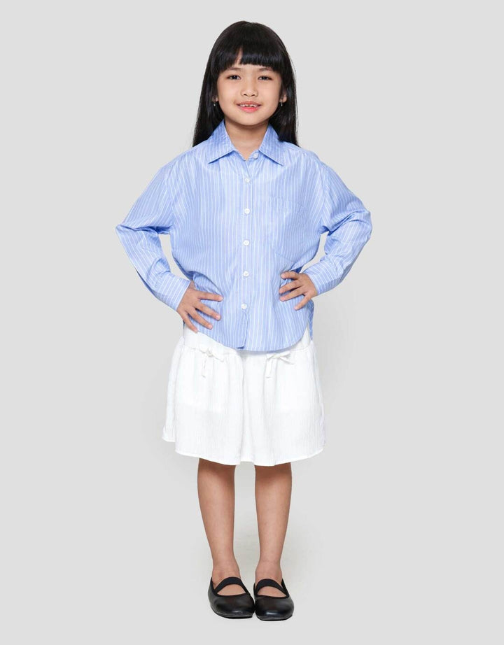 Little M Salur Oversize Kemeja Lengan Panjang Anak Perempuan