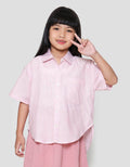 Little M Salur Oversize Kemeja Lengan Pendek Anak Perempuan