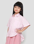 Little M Salur Oversize Kemeja Lengan Pendek Anak Perempuan