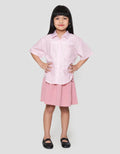 Little M Salur Oversize Kemeja Lengan Pendek Anak Perempuan
