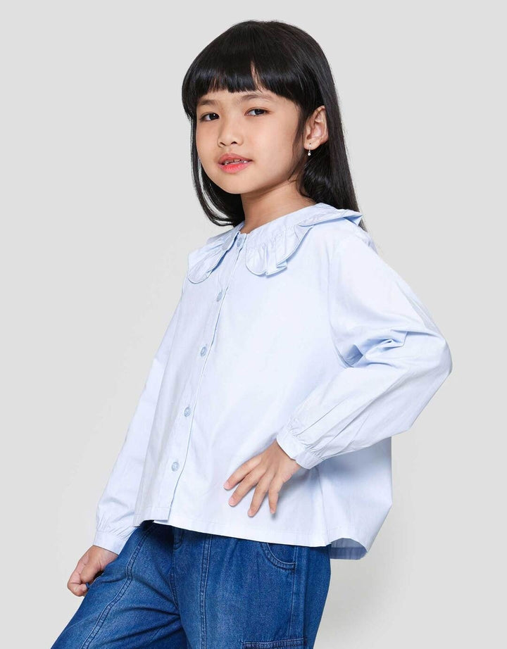 Little M W/Petal Neck Kemeja Lengan Panjang Anak Perempuan