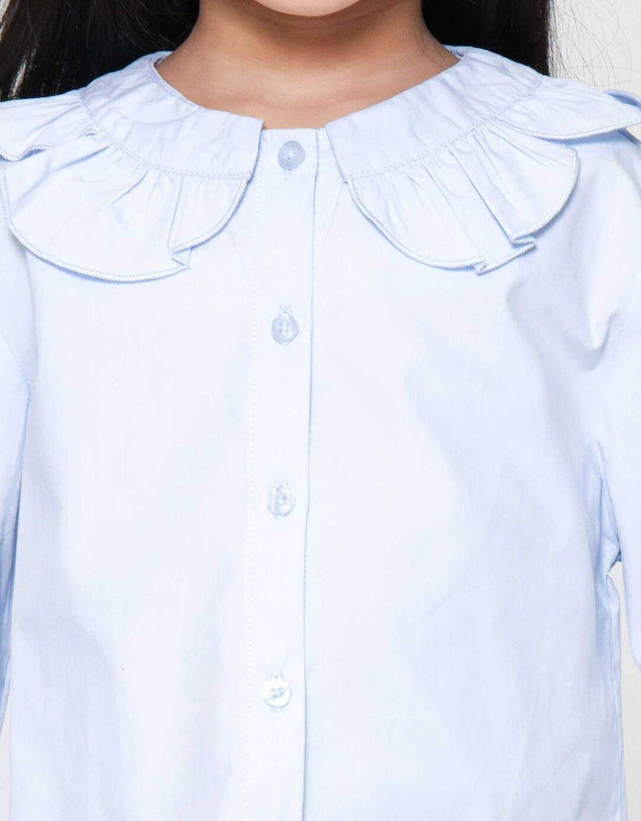 Little M W/Petal Neck Kemeja Lengan Panjang Anak Perempuan
