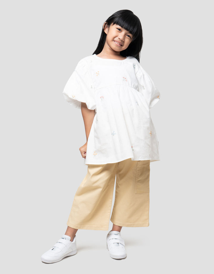 Little M Tunic Balon Aop Flower Bordir Kemeja Anak Perempuan