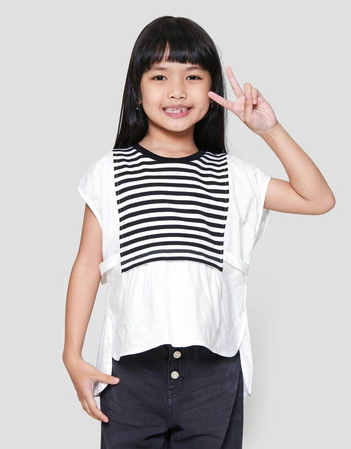 Little M Kobi Salur Kemeja Lengan Pendek Anak Perempuan