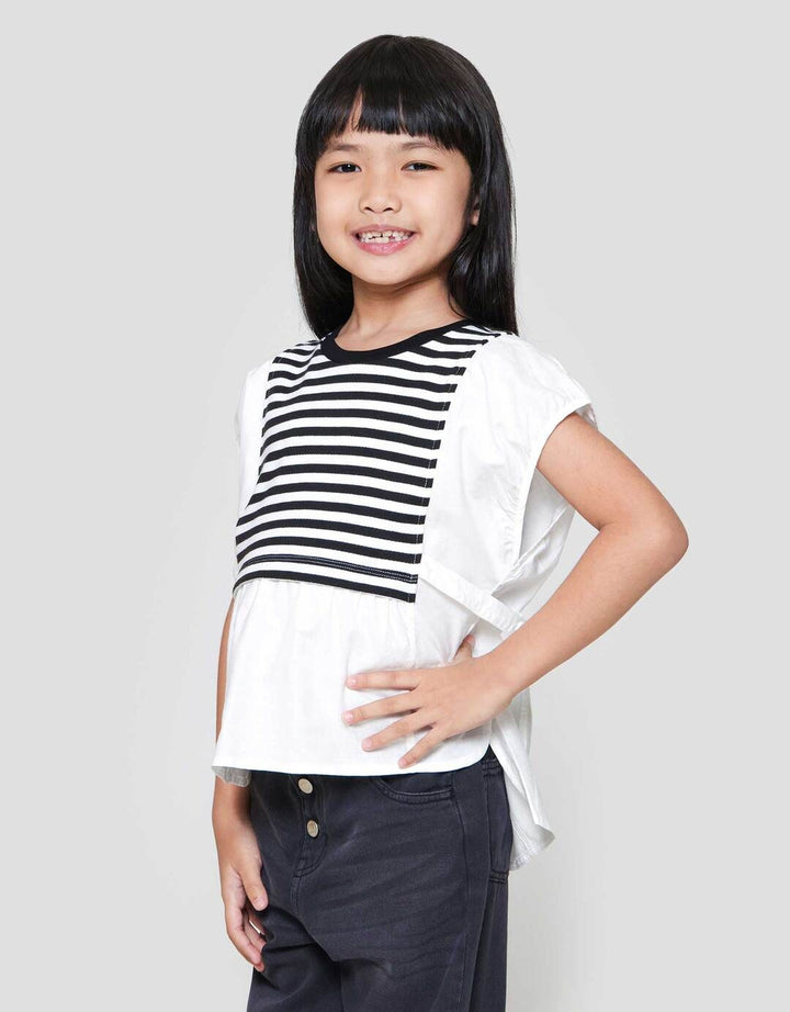 Little M Kobi Salur Kemeja Lengan Pendek Anak Perempuan