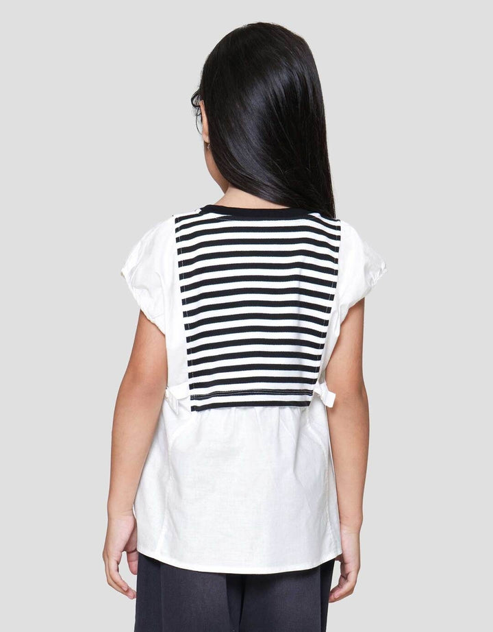 Little M Kobi Salur Kemeja Lengan Pendek Anak Perempuan