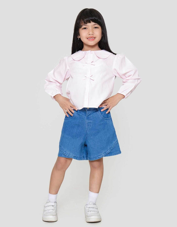 Little M Pita Kerah Round Kemeja Anak Perempuan