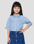 Little M Chambray Kemeja Lengan Pendek Anak Perempuan