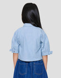 Little M Chambray Kemeja Lengan Pendek Anak Perempuan