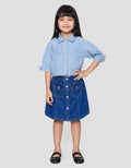 Little M Chambray Kemeja Lengan Pendek Anak Perempuan