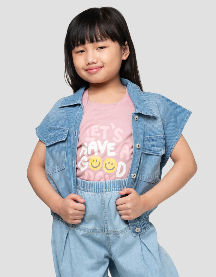 Little M Outer Stripe Jaket Denim Anak Perempuan