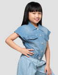 Little M Outer Stripe Jaket Denim Anak Perempuan