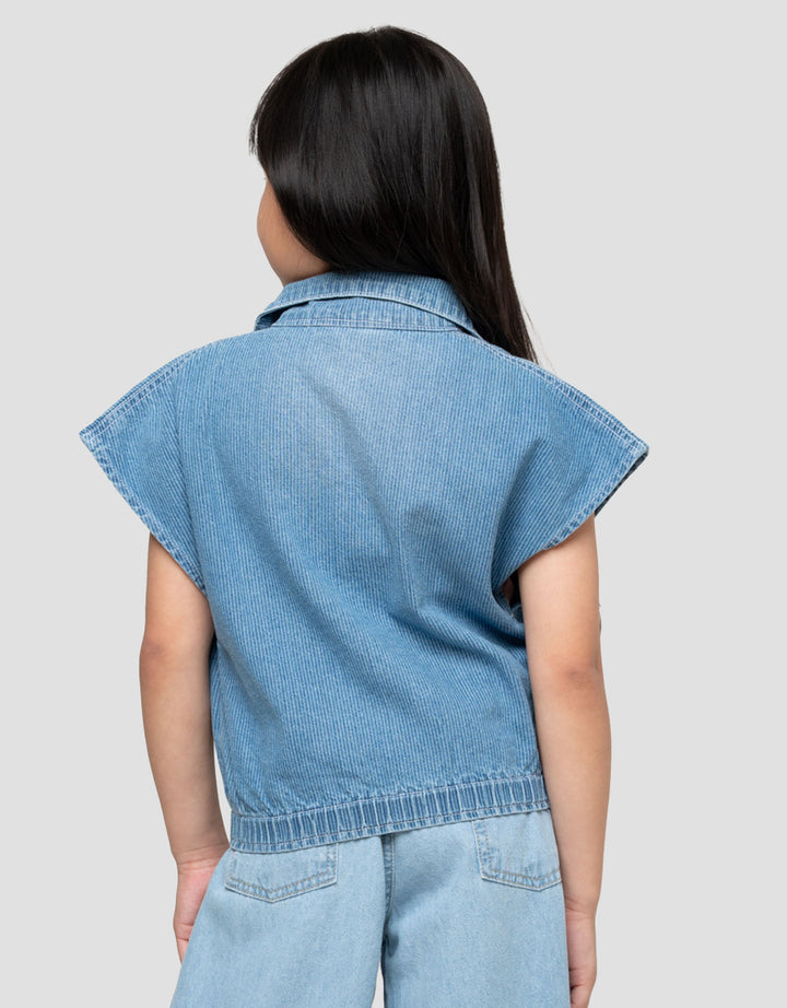 Little M Outer Stripe Jaket Denim Anak Perempuan