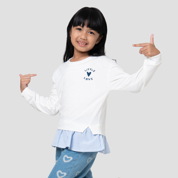Little M Combi Woven Stripes Sweater Anak Perempuan