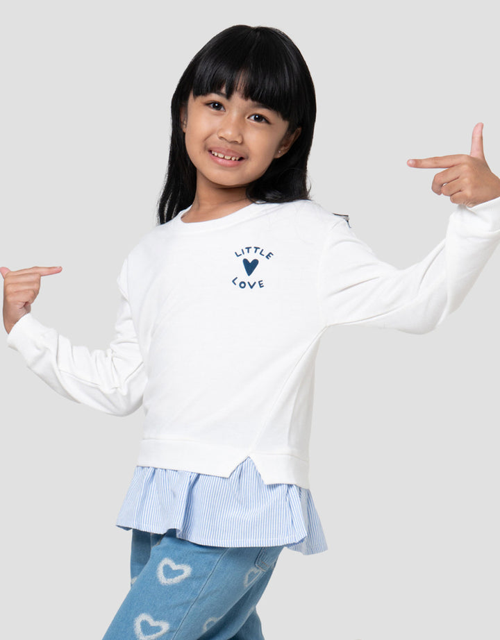 Little M Combi Woven Stripes Sweater Anak Perempuan