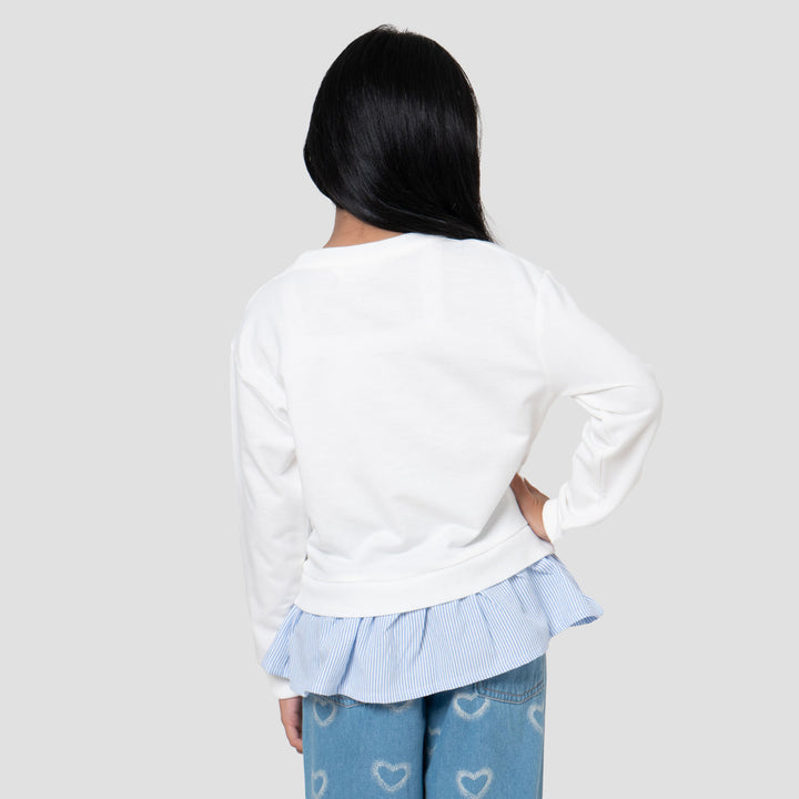 Little M Combi Woven Stripes Sweater Anak Perempuan