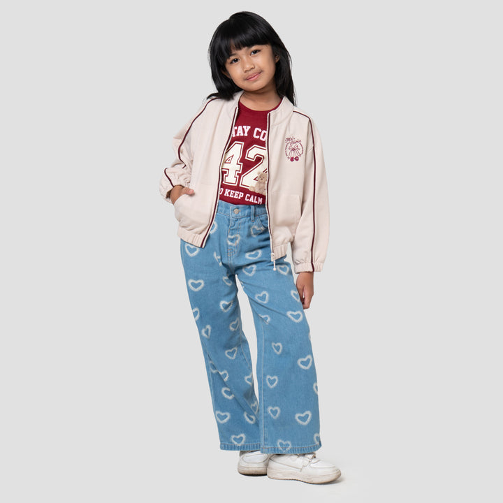 Little M Terry Stripe Jaket Anak Perempuan