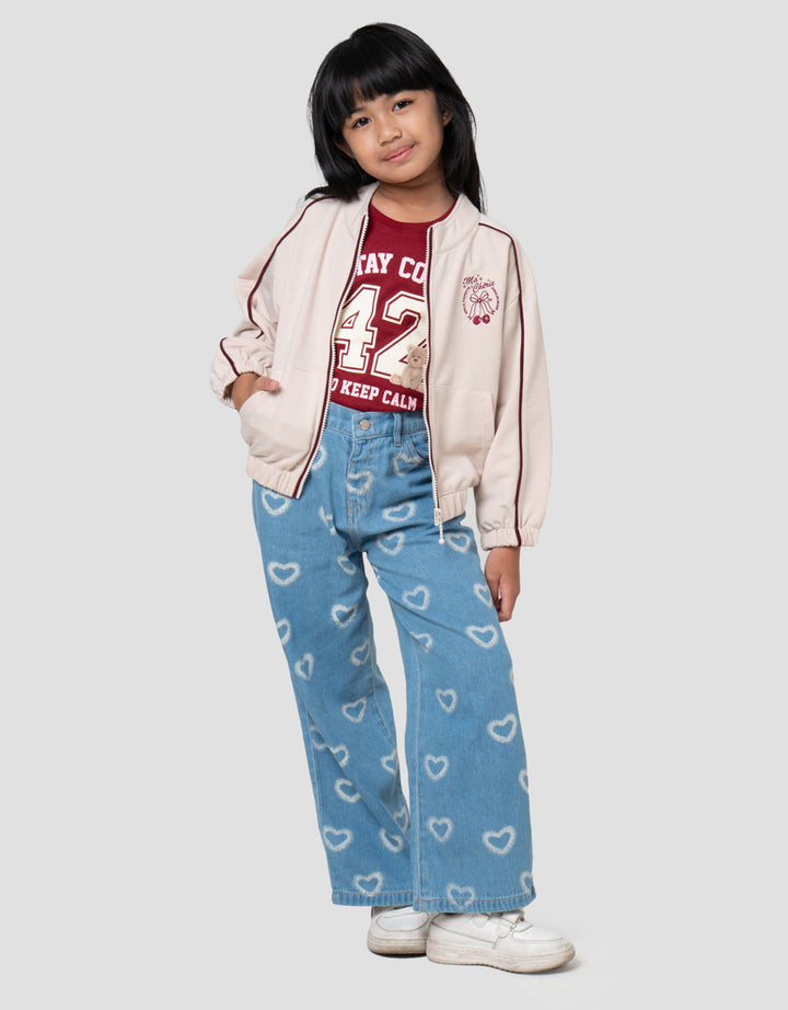 Little M Terry Stripe Jaket Anak Perempuan