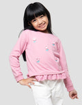 Little M Outerwear Aplikasi Bunga Rajut Sweater Anak Perempuan