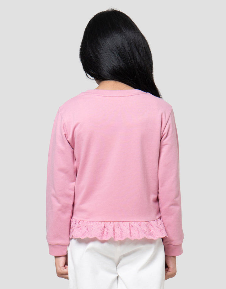 Little M Outerwear Aplikasi Bunga Rajut Sweater Anak Perempuan