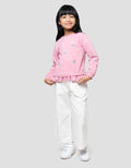 Little M Outerwear Aplikasi Bunga Rajut Sweater Anak Perempuan