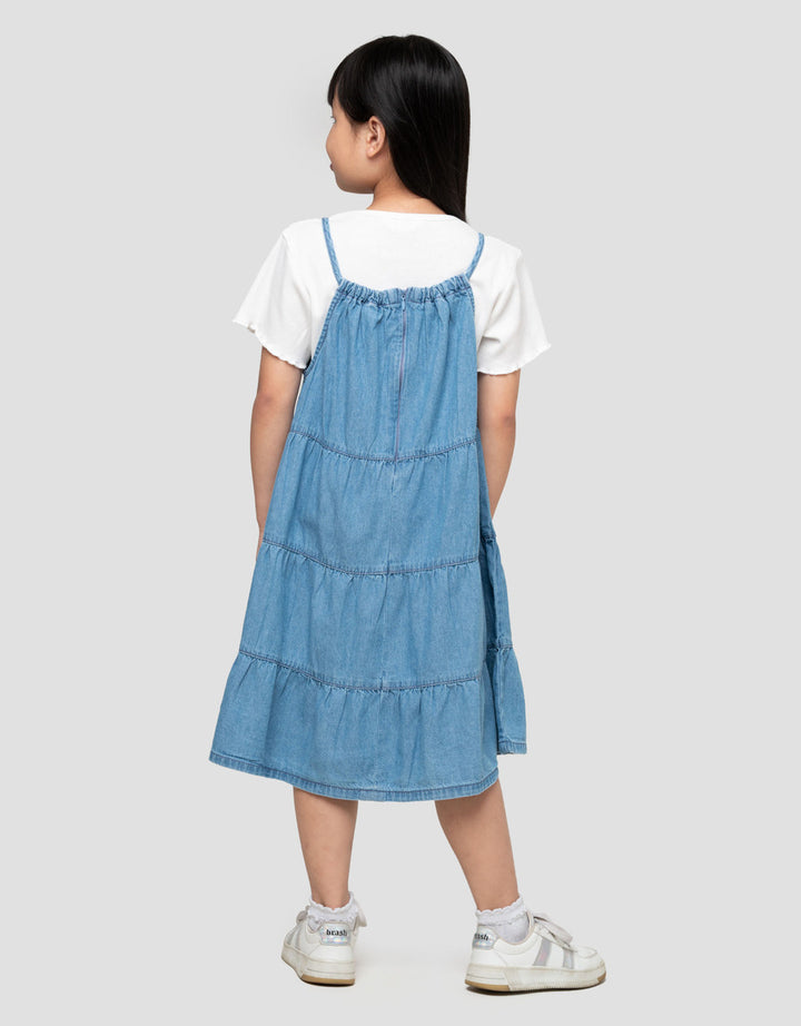 Little M Tier Dress Denim Anak Perempuan