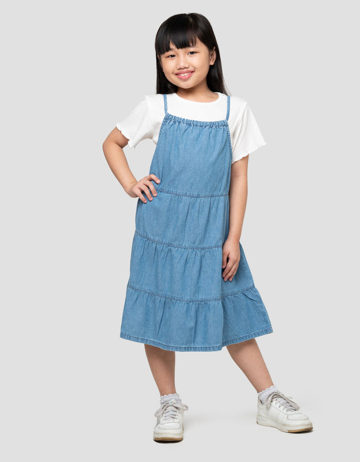 Little M Tier Dress Denim Anak Perempuan