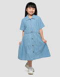 Little M Kancing Depan Dress Denim Anak Perempuan