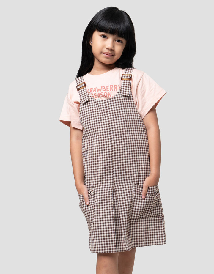 Little M Overall Kotak Dress Anak Perempuan