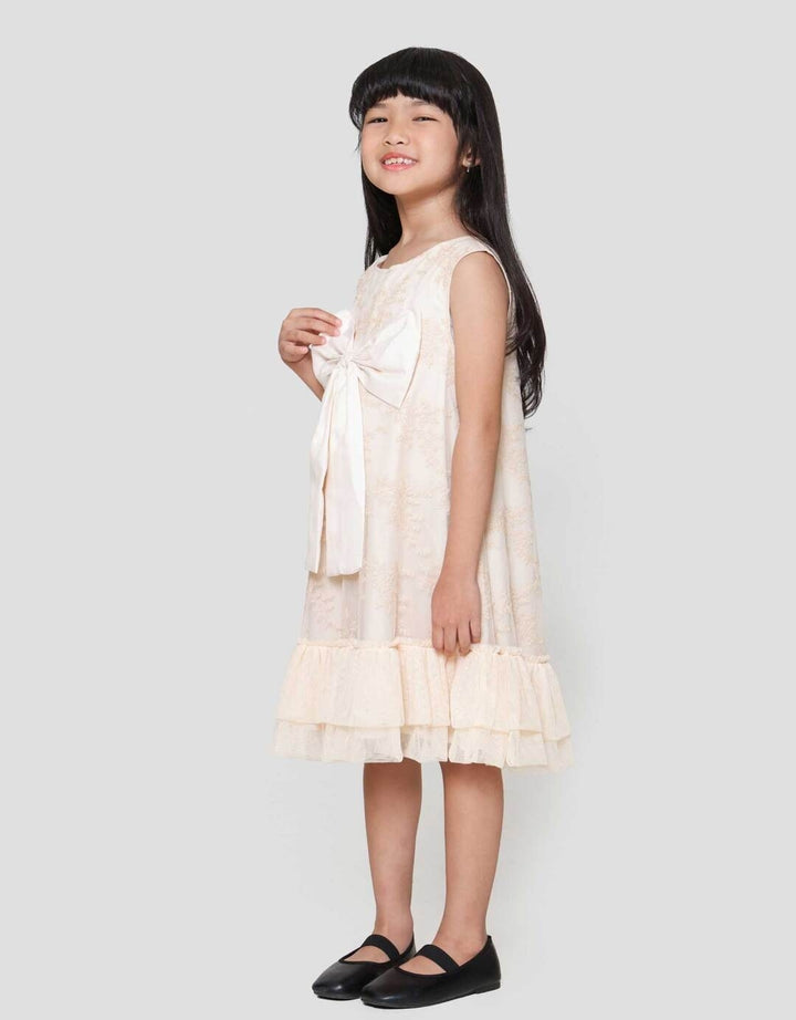Little M Lace Flower With Bow Dress Anak Perempuan