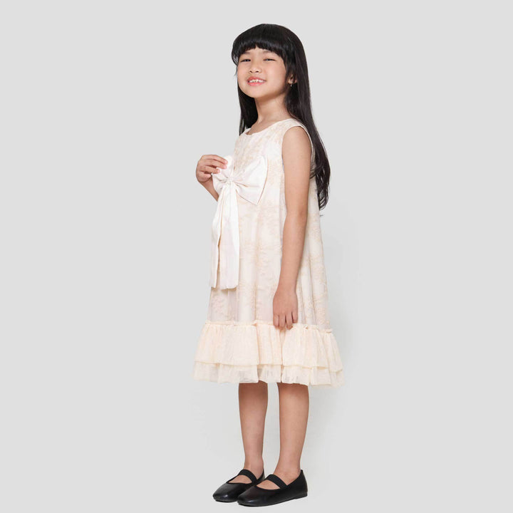 Little M Lace Flower With Bow Dress Anak Perempuan