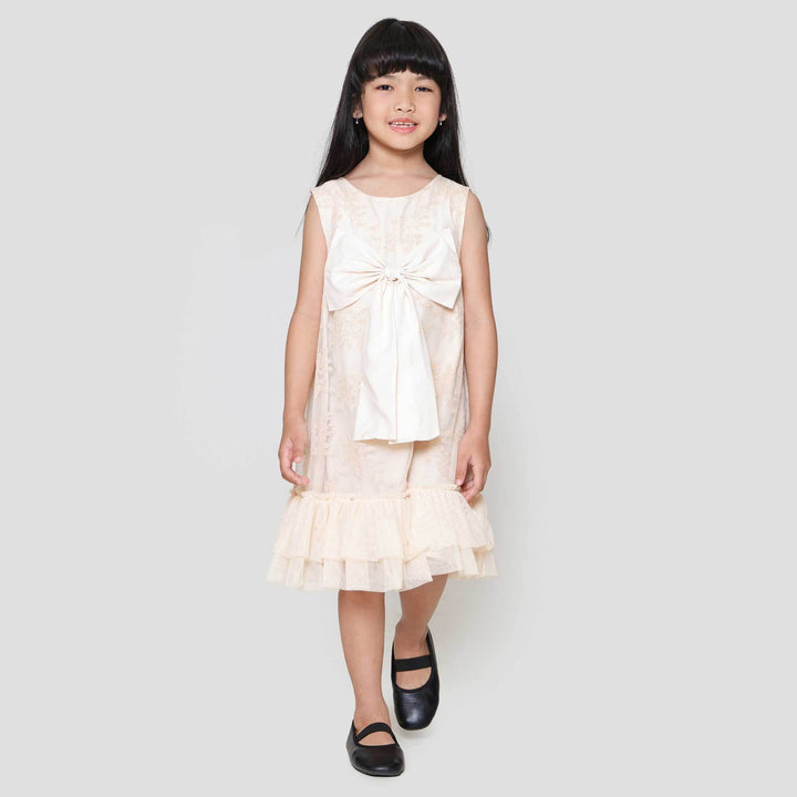 Little M Lace Flower With Bow Dress Anak Perempuan