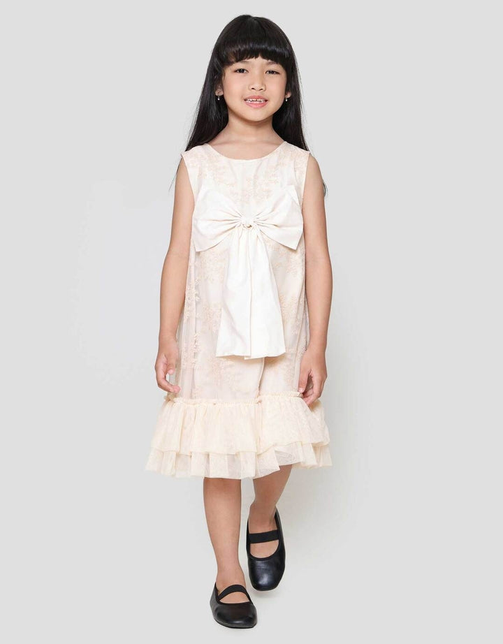 Little M Lace Flower With Bow Dress Anak Perempuan
