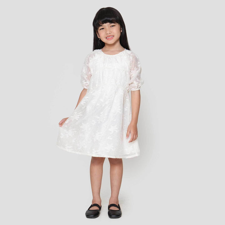 Little M Party Woven Tekstur Dress Anak Perempuan