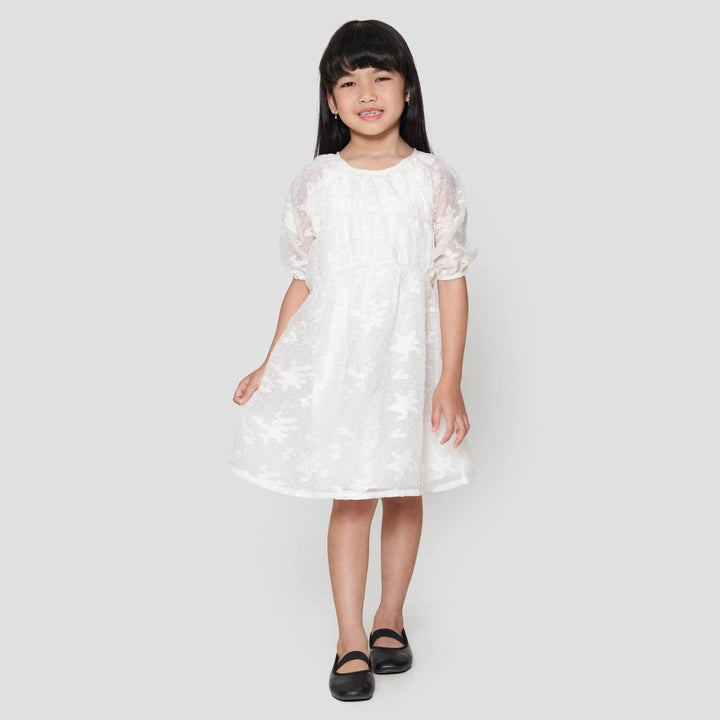 Little M Party Woven Tekstur Dress Anak Perempuan